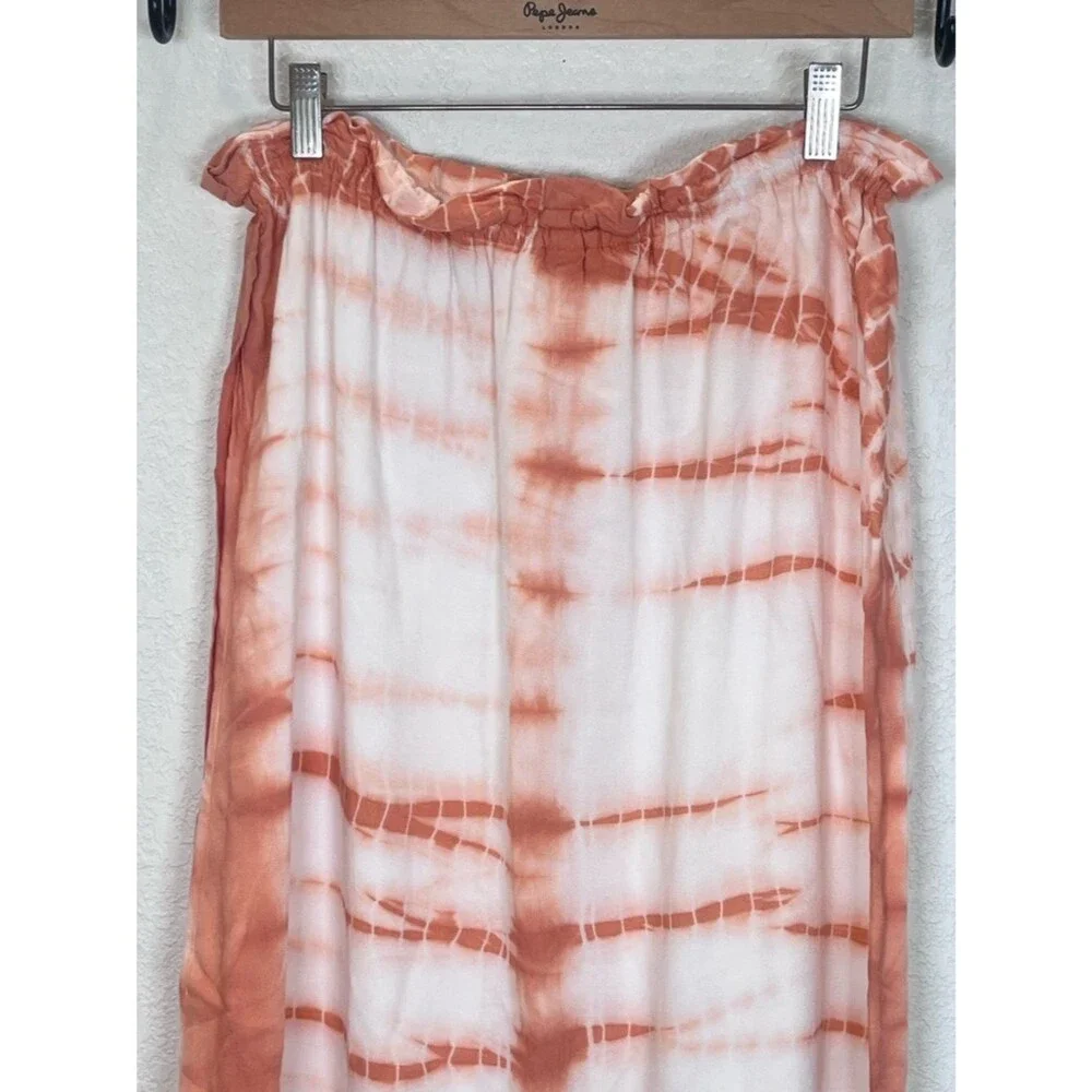 Emerson Fry India Collection Hand Tie Dye Terra Cotta Faux Wrap Midi Skirt sz Lg